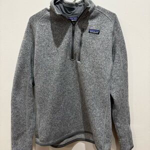 Patagonia Fleece Pullover Sweater Gray Heather Quarter Zip Mens M